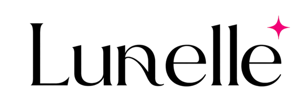 Lunelle logo with a pink starburst on a white background